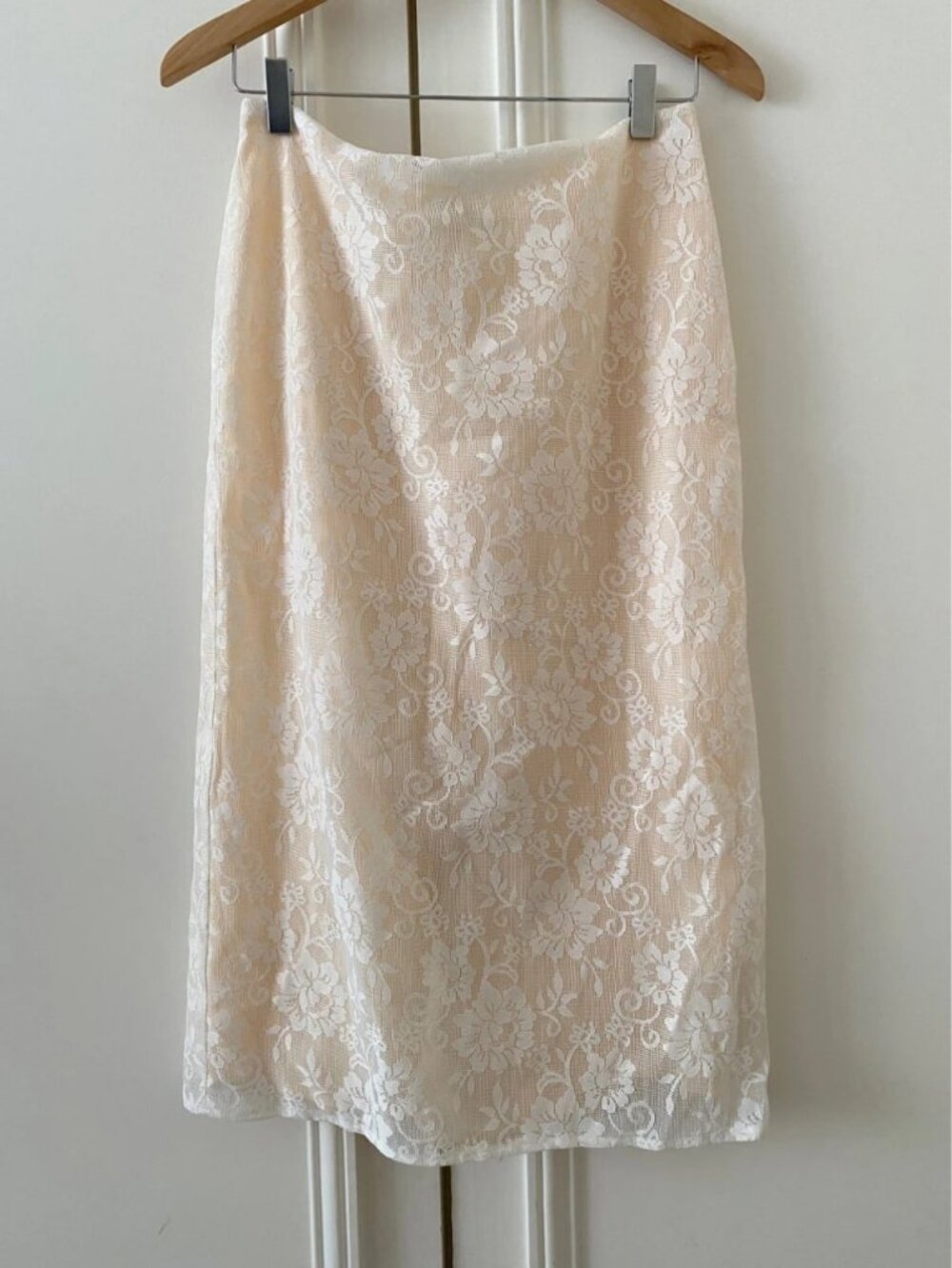 Reformation Floral Lace Midi Skirt Cream Women's US 4